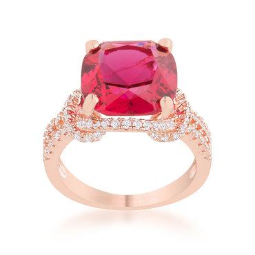 Charlene Ruby Cushion Rose Gold Statement Ring | 9ct