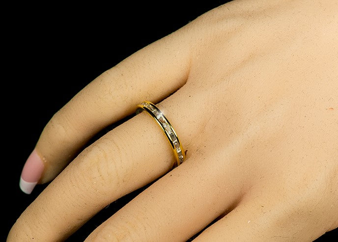 Chela Baguette Eternity Stackable Gold Ring | 2ct | 18k Gold