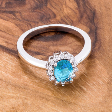 Chesna Oval Aqua Halo Ring | 2ct