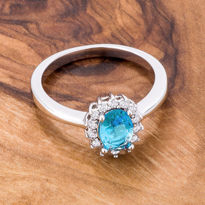 Chesna Oval Aqua Halo Ring | 2ct