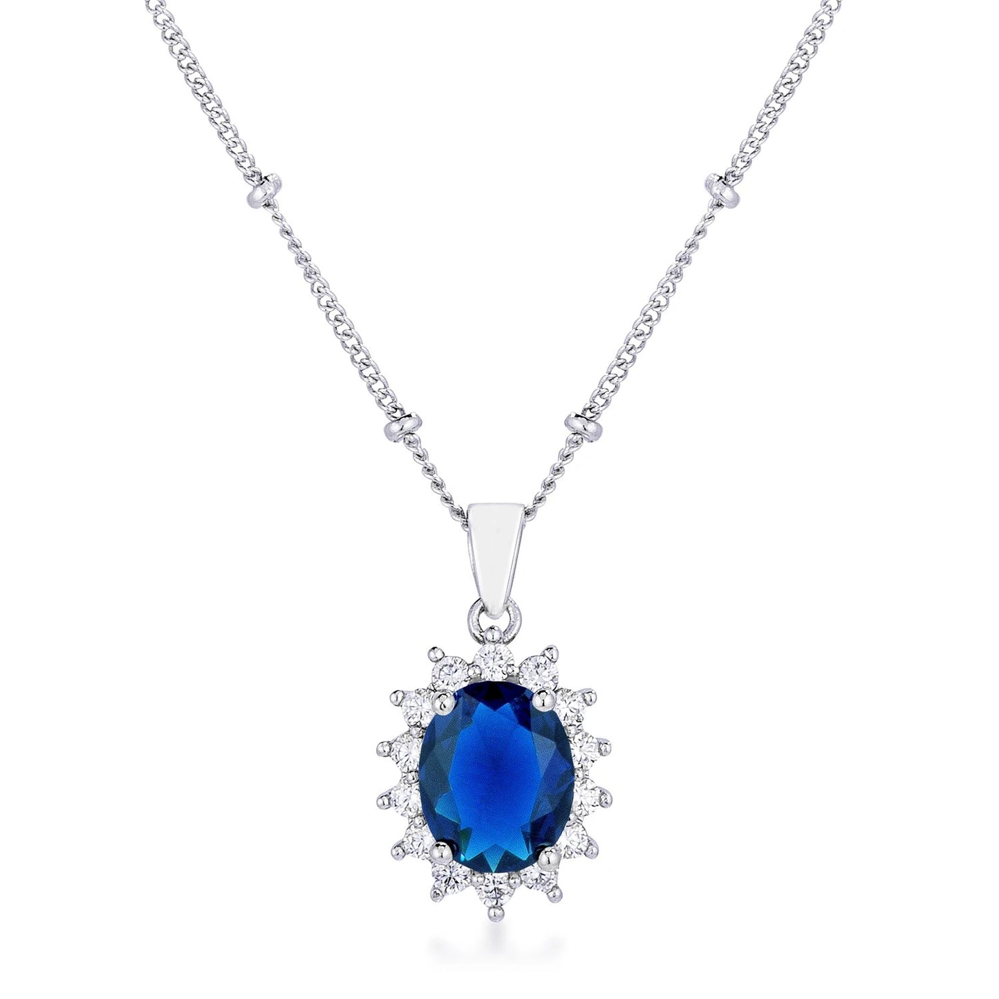 Chesna Oval Sapphire  Halo Pendant