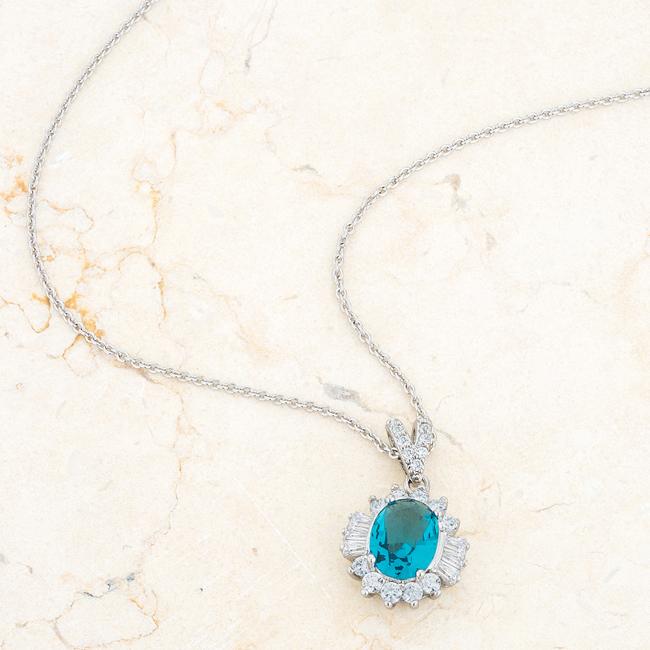 Chrisalee Aqua Blue Vintage Halo Pendant | 3.5ct