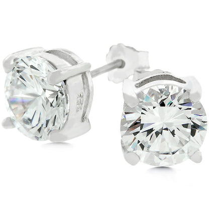 Christa Round Stud Earrings - 8mm | 2ct | Sterling Silver