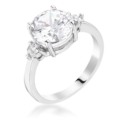 Abigail 9mm Round Three Stone CZ Engagement Ring | 3ct