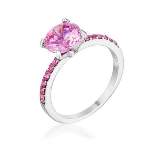 Celia Pink CZ Rhodium Cocktail Ring | 2.5ct