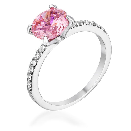 Cicelia Pink CZ Rhodium Cocktail Ring | 2.5ct