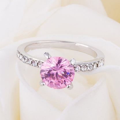 Cicelia Pink CZ Rhodium Cocktail Ring | 2.5ct