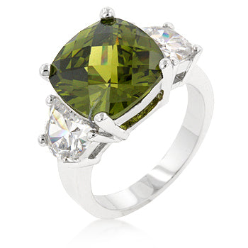 Clare 11mm Olive CZ Three Stone Cocktail Ring | 7.5ct