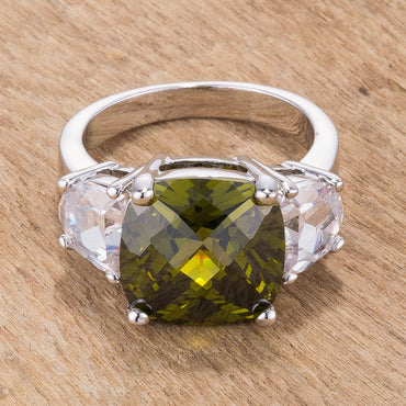 Clare 11mm Olive CZ Three Stone Cocktail Ring | 7.5ct