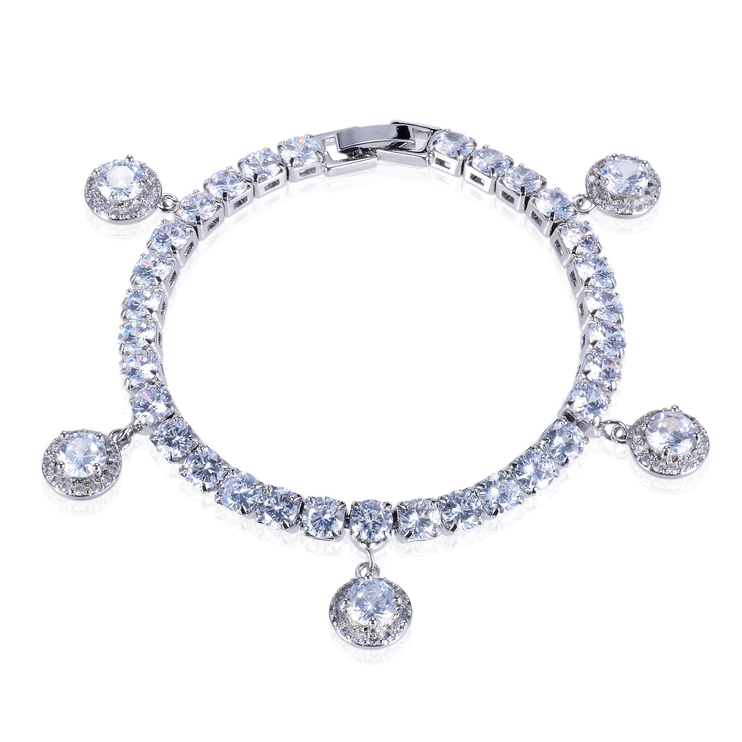 Clarita 5mm CZ Halo Charm Tennis Bracelet