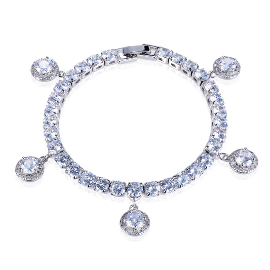 Clarita 5mm CZ Halo Charm Tennis Bracelet