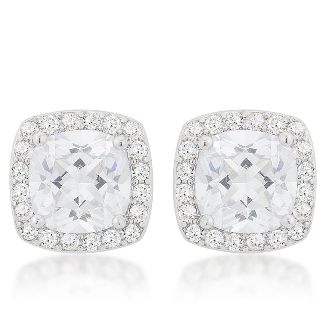 Clarissa Cushion Halo Stud Earrings