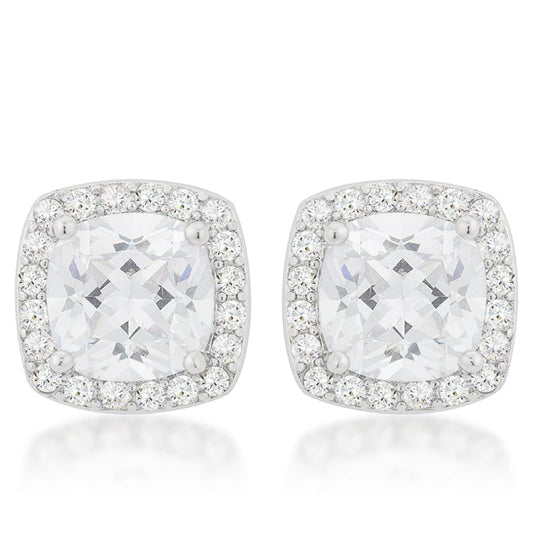 Clarissa Cushion Halo Stud Earrings