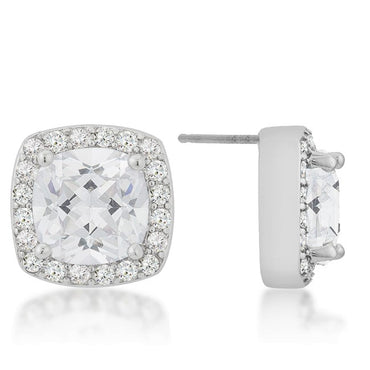 Clarissa Cushion Halo Stud Earrings