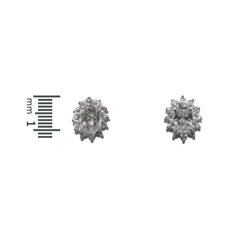 Covin Oval Halo CZ Stud Earrings