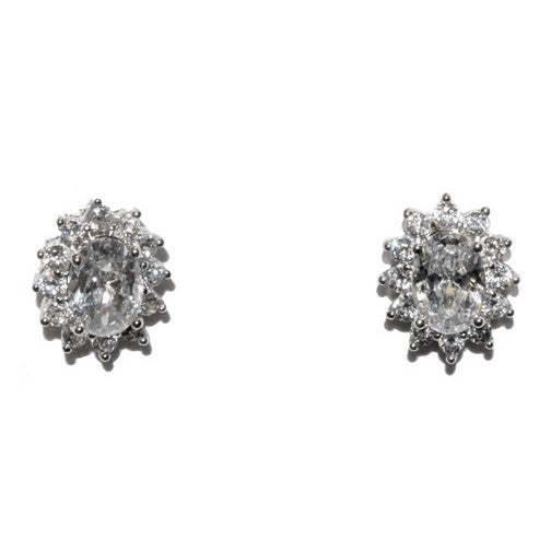 Covin Oval Halo CZ Stud Earrings