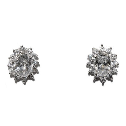 Covin Oval Halo CZ Stud Earrings