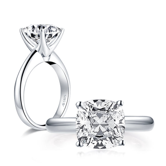 Danae 9mm Cushion Solitaire CZ Engagement Ring | 4ct | 925 Sterling Silver