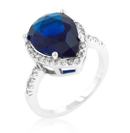 Della 6ct Sapphire Pear Halo Cocktail Ring | 7ct