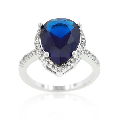 Della 6ct Sapphire Pear Halo Cocktail Ring | 7ct