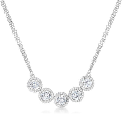 Dorika Dazzling Round Halo CZ Necklace