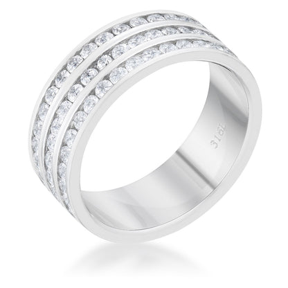 Dreya CZ Stainless Steel Rhodium Eternity Ring | 3ct | Stainless Steel