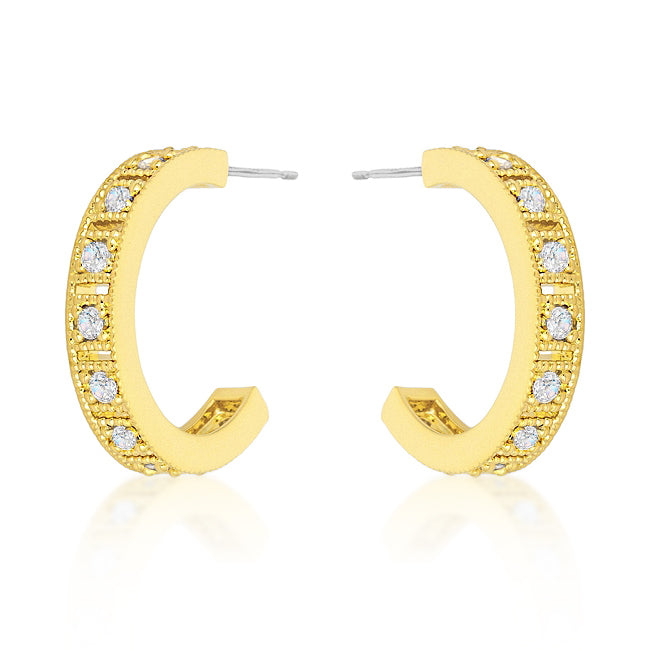 Edmee Gold Milgrain Small Hoop Earrings