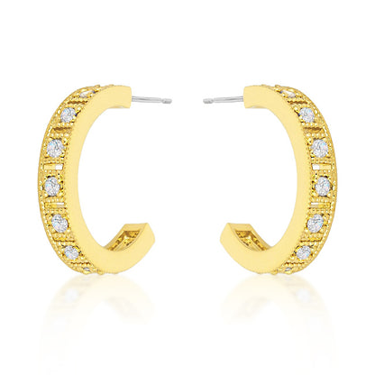 Edmee Gold Milgrain Small Hoop Earrings