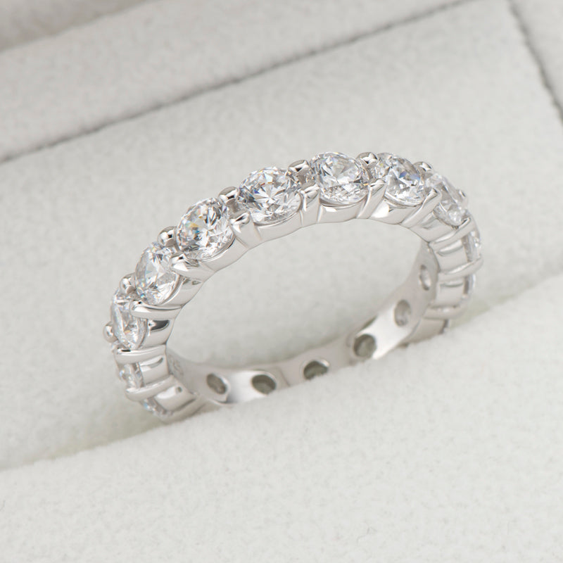 Elana 4mm Round CZ Eternity Stackable Ring | 6ct | Sterling Silver