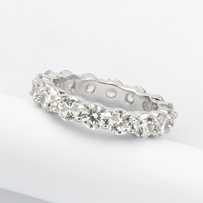 Elana 4mm Round CZ Eternity Stackable Ring | 6ct | Sterling Silver