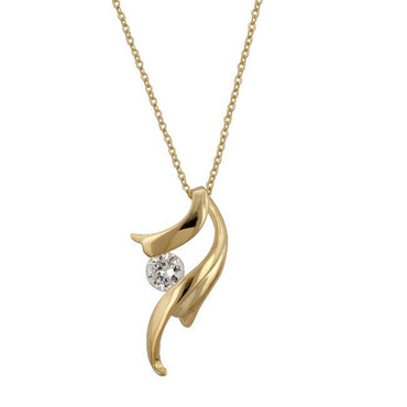 Elek Gold Ribbon CZ Pendant