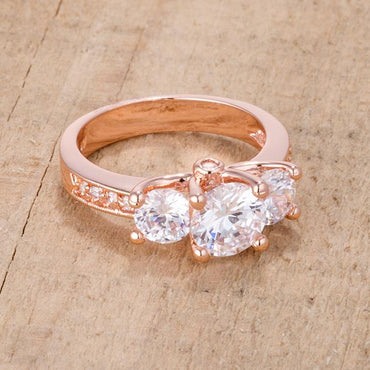 Elizabeth Three Stone Rose Gold Engagement Ring | 3ct