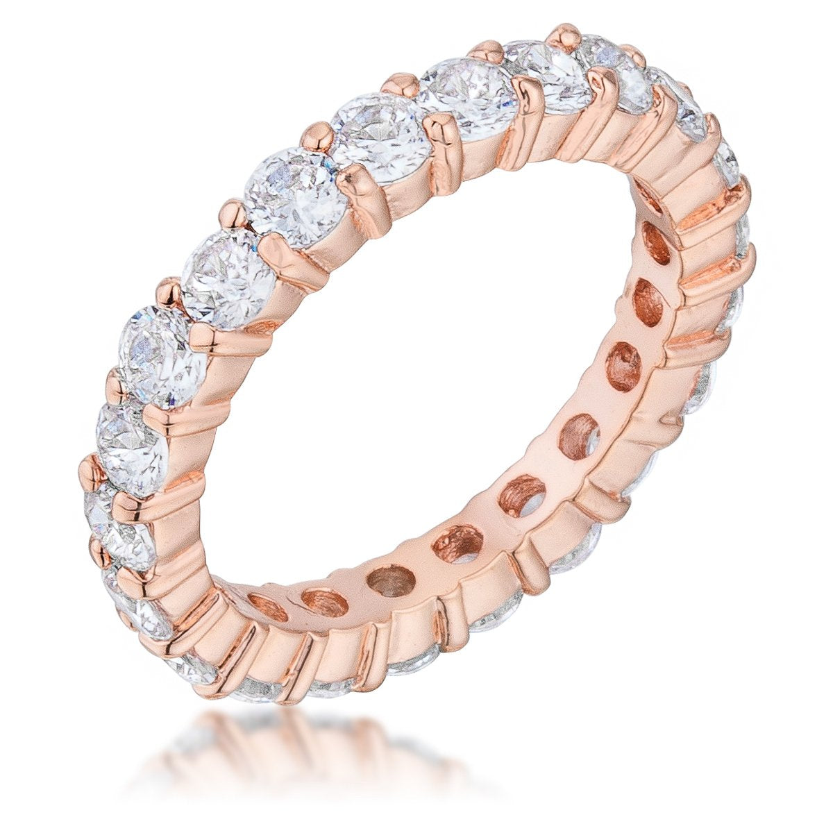 Elizabeth Clear Eternity Stackable Rose Gold Ring | 4ct