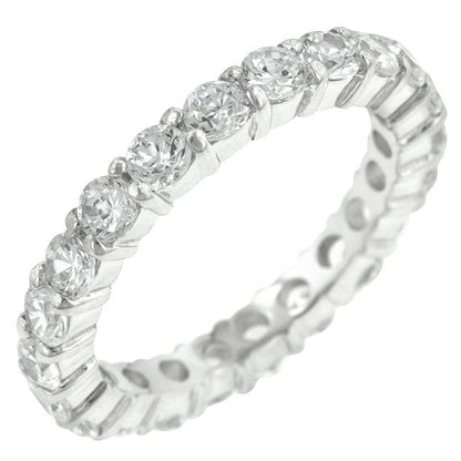 Elizabeth Round CZ Eternity Silver Ring | 4ct | Sterling Silver