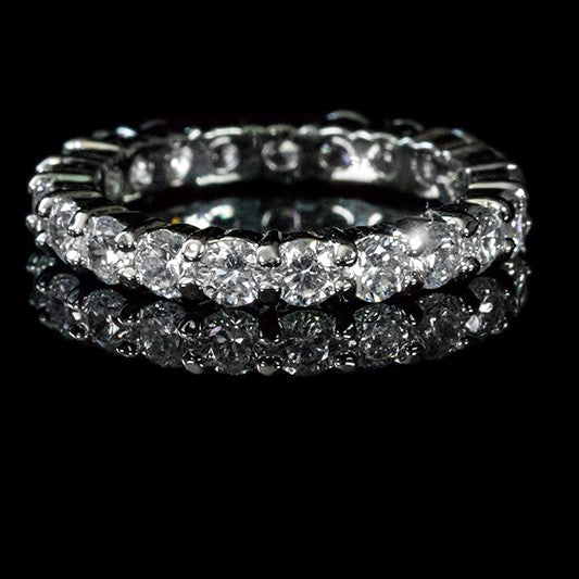 Elizabeth Round CZ Eternity Silver Ring | 4ct | Sterling Silver