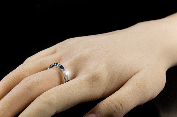 Elizabeth Sapphire Blue Eternity Stackable Ring | 4ct | Sterling Silver