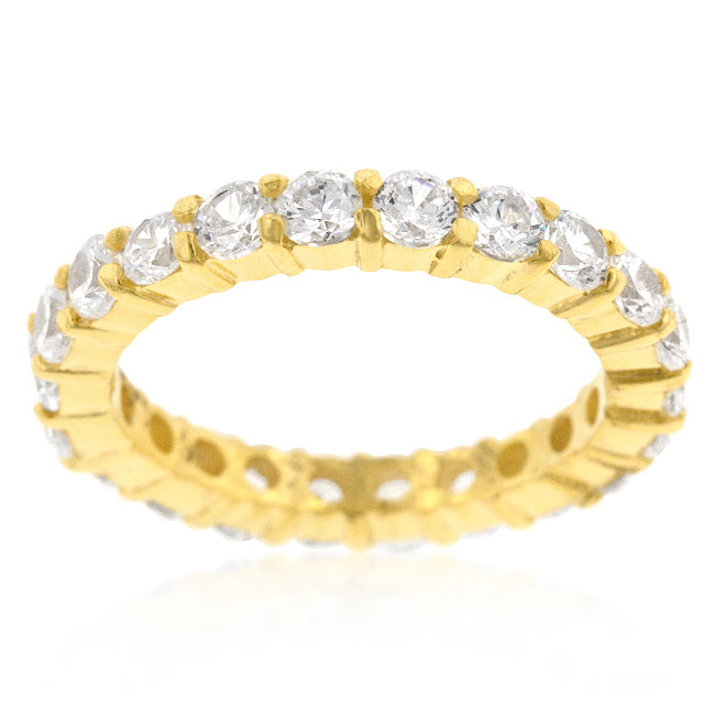 Elizabeth Round CZ Eternity  Gold Ring | 4ct | 18k Gold