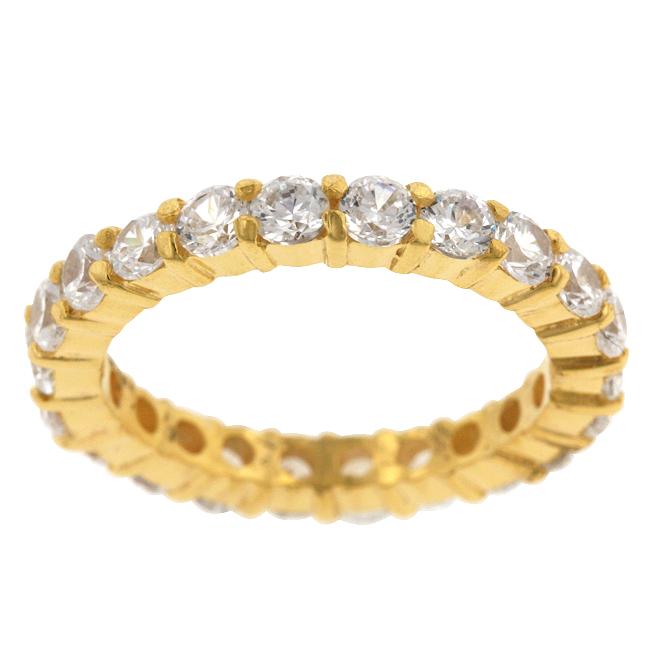 Elizabeth Round CZ Eternity Gold Ring | 4ct | 18k Gold | Sterling Silver