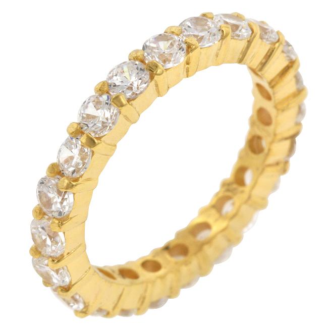 Elizabeth Round CZ Eternity Gold Ring | 4ct | 18k Gold | Sterling Silver