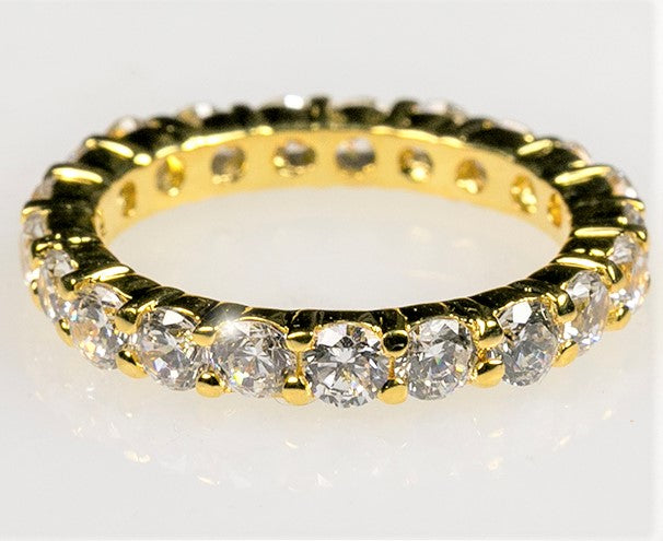 Elizabeth Round CZ Eternity Gold Ring | 4ct | 18k Gold | Sterling Silver