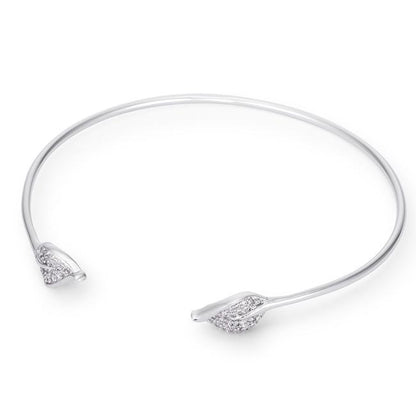 Elonda Trendy Leaf Clear CZ Cuff Bracelet