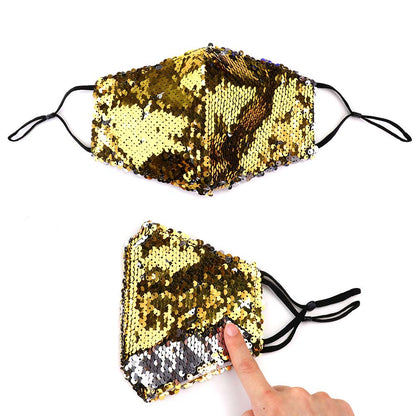 Emily Black and Gold Two Tone Sequin Fashion Mask