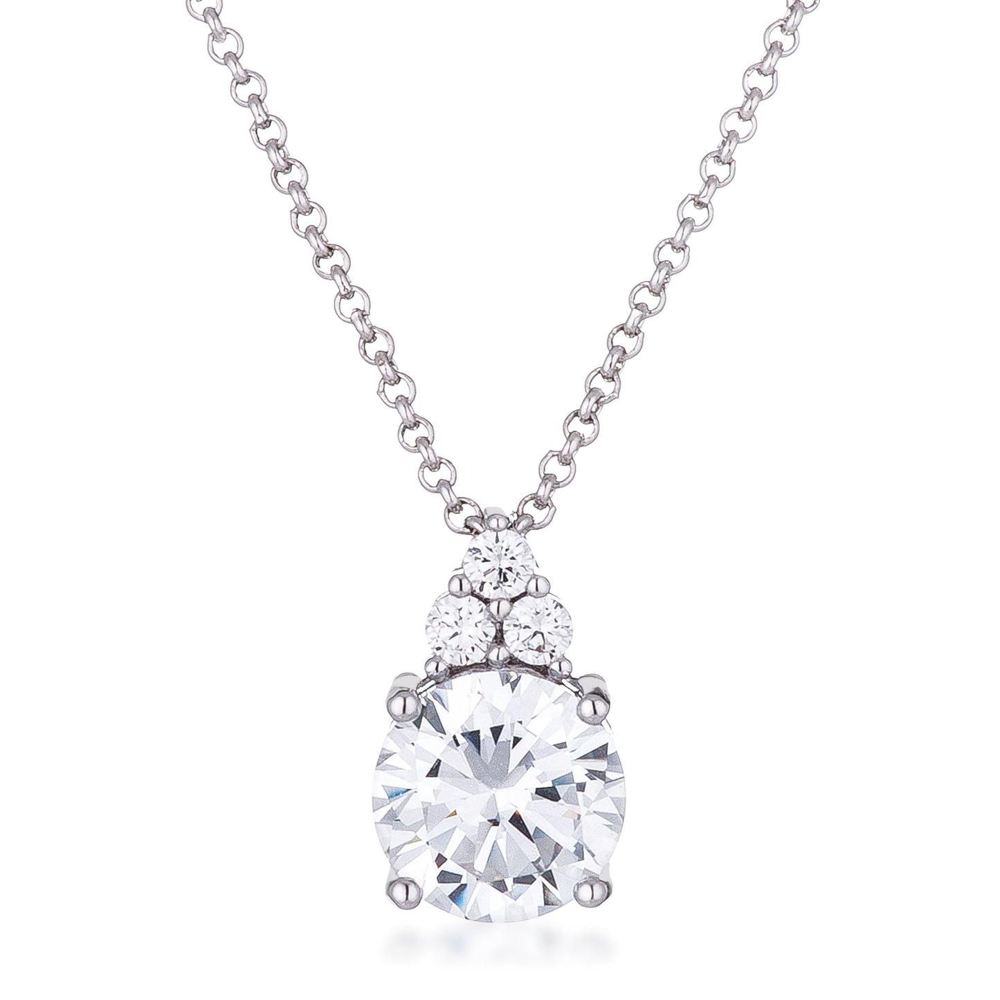 Abigail 9mm Round CZ Pendant Necklace | 3 ct