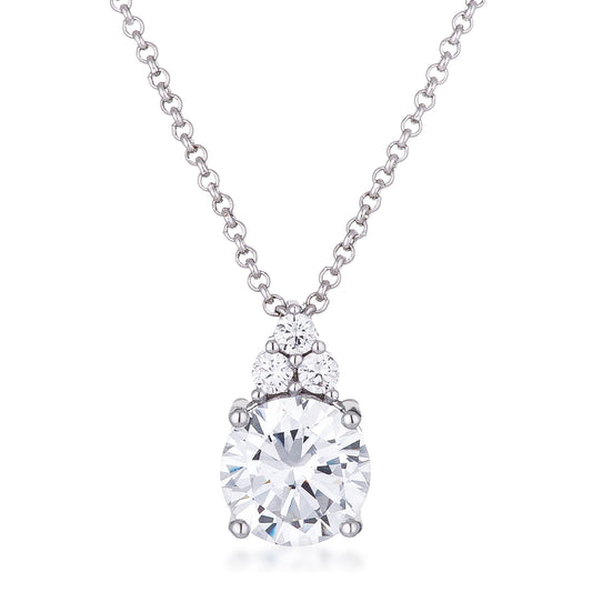 Abigail 9mm Round CZ Pendant Necklace | 3 ct