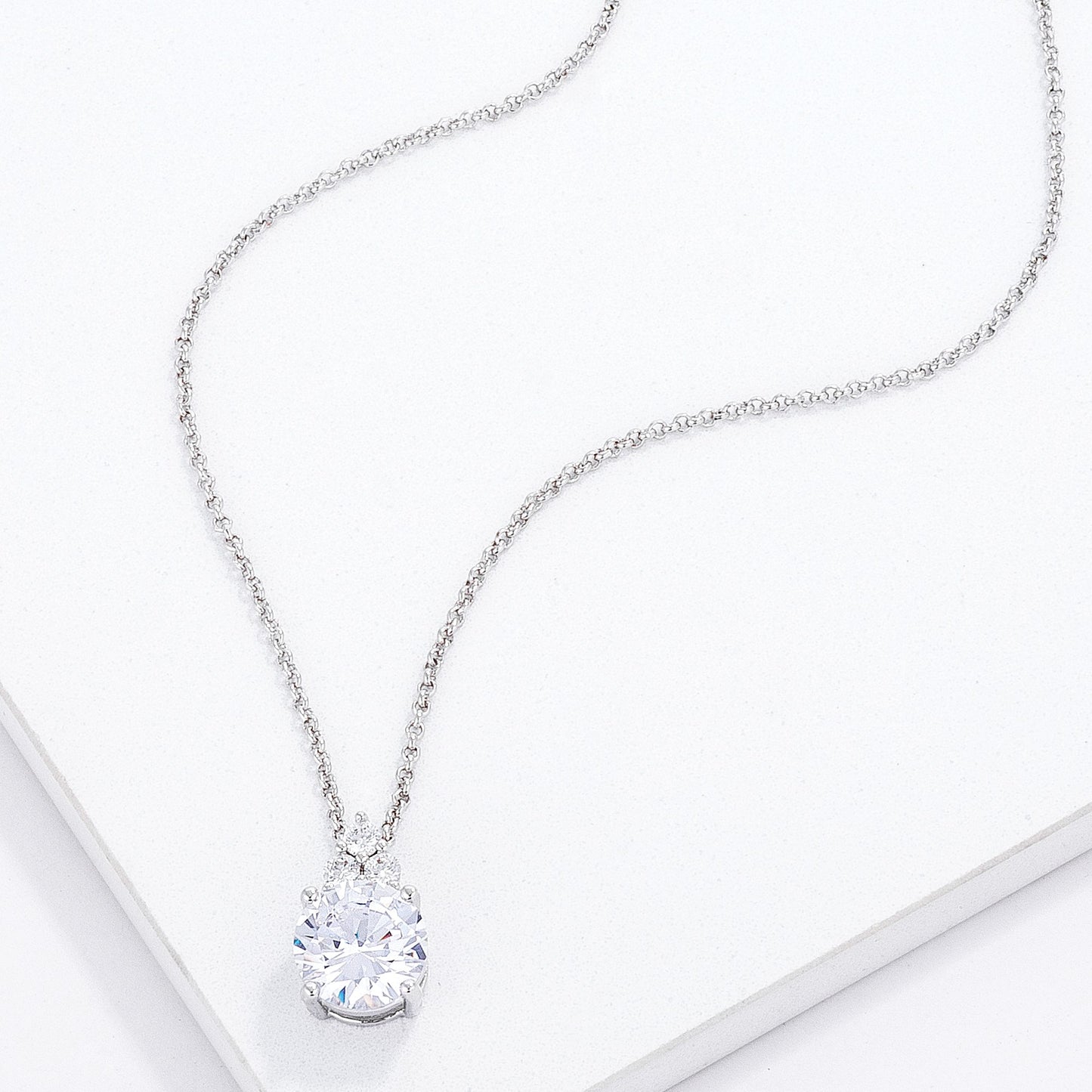 Abigail 9mm Round CZ Pendant Necklace | 3 ct