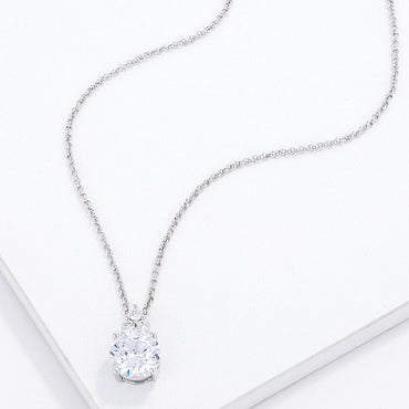 Abigail 9mm Round CZ Pendant Necklace | 3 ct