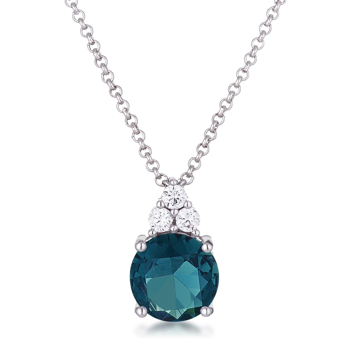 Abigail 9mm Round CZ Pendant Necklace | 3 ct