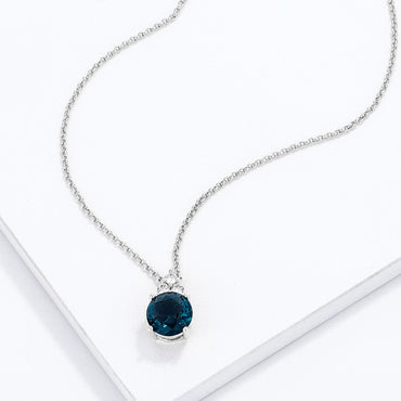 Abigail 9mmn Round Blue Green CZ Pendant  Necklace