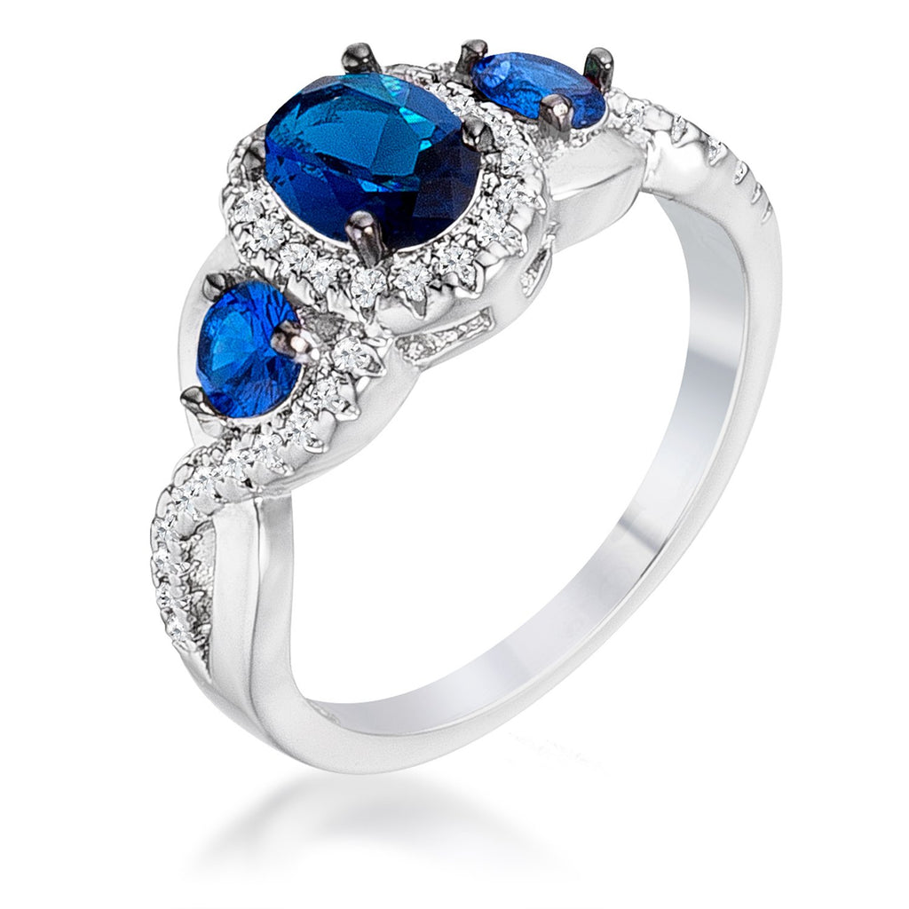 Ercilia Sapphire and Clear CZ Three Stone Twisted Ring | 2.8ct | Cubic ...