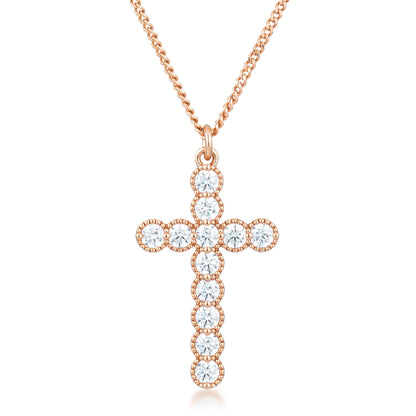 Erin Micro Beaded Gold Plated CZ Cross Pendant